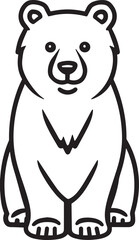 Cute Sitting Cartoon Bear Cub Bold Outline Coloring Page Art © Khilal