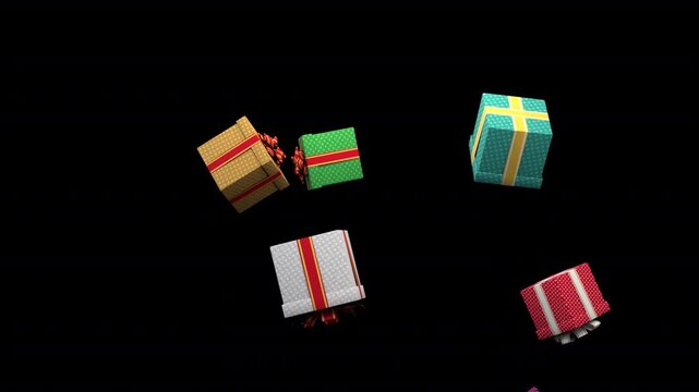 Gift boxes fountain &ndash; 3d render with alpha channel.