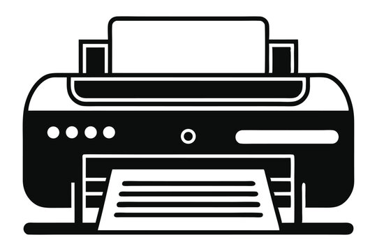printer silhouette line art vector illustration