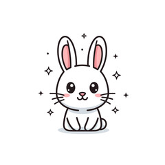Obraz premium Cute cartoon white bunny rabbit face.