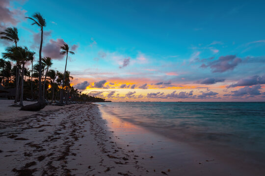 Landscape of paradise tropical island beach Punta Cana Dominican republic