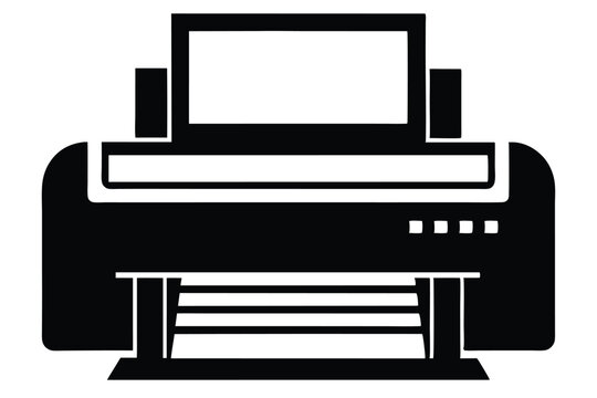 printer silhouette line art vector illustration