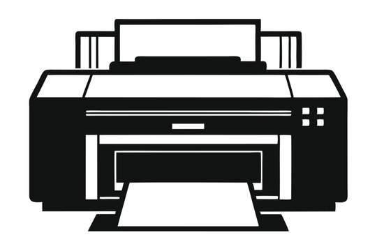 printer silhouette line art vector illustration