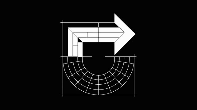 White reversal arrow on black grid - Great for logical reasoning, return policy icons, or mathematical symmetry themes.