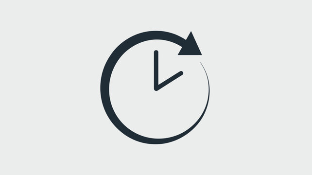 Minimalist clock face with time flow arrow - Ideal for scheduling apps, project timelines, or history and duration indicators.