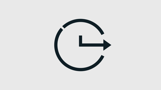Temporal progression clock with curved arrow - Great for process duration, workflow history, or continuous movement concepts.