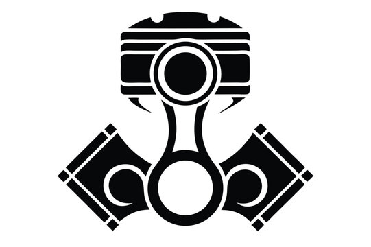 piston engine silhouette line art vector illustration