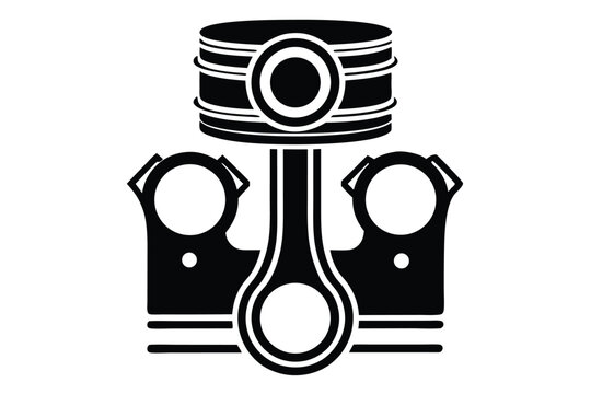 piston engine silhouette line art vector illustration