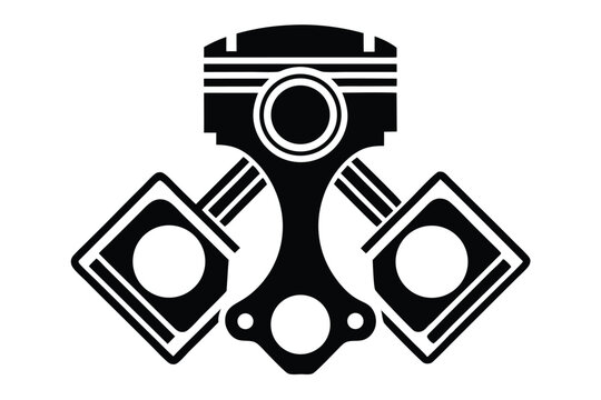 piston engine silhouette line art vector illustration