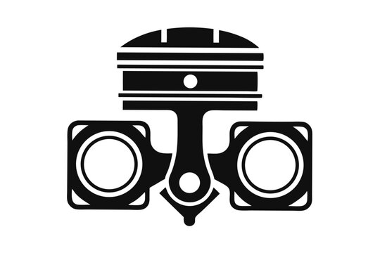 piston engine silhouette line art vector illustration