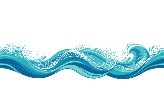 Abstract blue water wave pattern with splashes and swirls