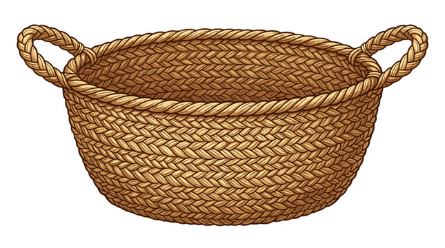 Woven wicker basket with handles