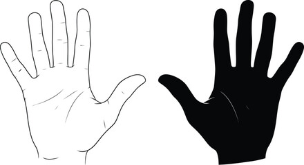Obraz premium Two hands sketch and silhouette Vector