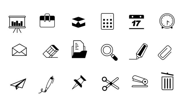 Office Work Productivity Tools Icons.