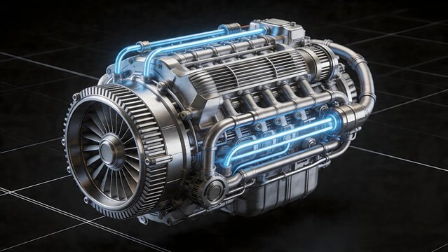 Detailed view of a futuristic engine