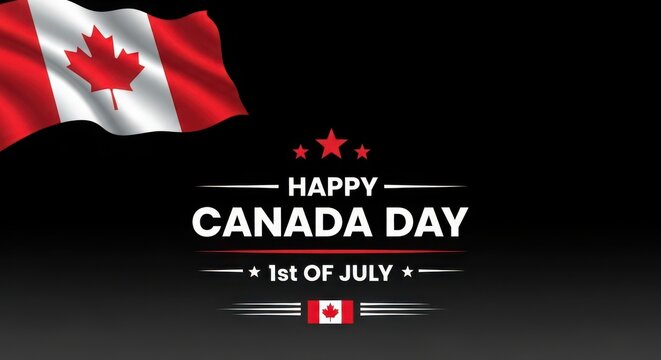 Happy canada day celebrating july 1st with canadian flags and patriotic pride