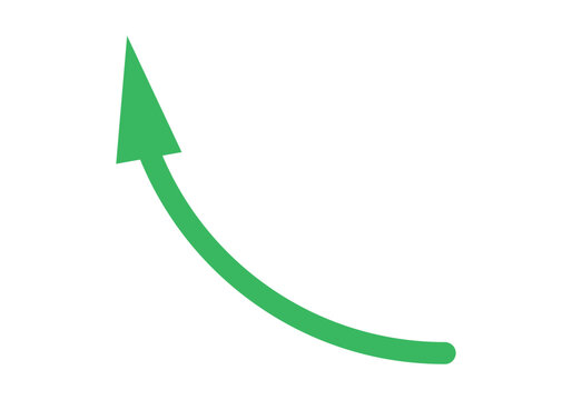 Flecha verde curva apuntando hacia arriba para simbolizar el crecimiento y el &eacute;xito
