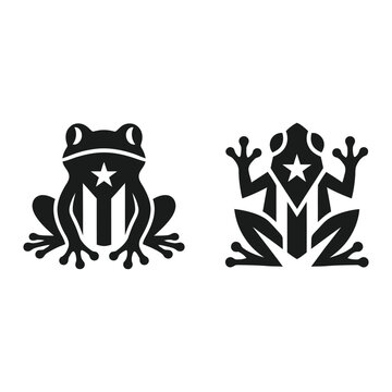 Coqu&iacute; Frog Silhouette Icon Set with Puerto Rico Inspired Design Elements