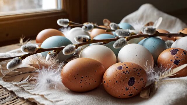 Rustic Easter Eggs and Pussy Willows