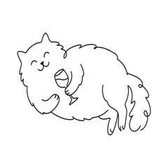 Line drawing of cat holding wine glass smiling and winking isolated on transparent background © Sushanto