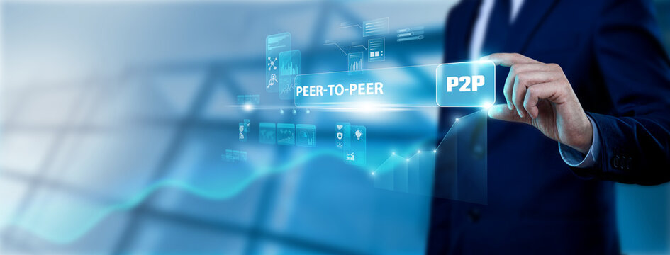 Systems Engineer Hand Holding Peer-to-Peer (Network) Interface on Digital Screen, managing decentralized nodes. Enabling direct resource sharing and distributed computing connectivity.