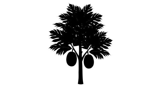 Papaya tree silhouette against a white background