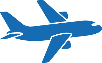 Naklejka premium Blue airplane icon a symbol of travel and aviation