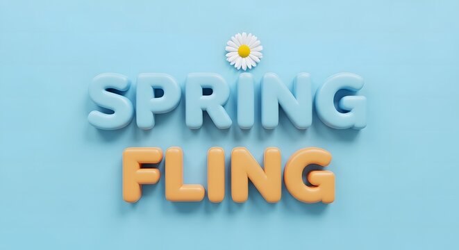 Spring fling 3d text art with daisy
