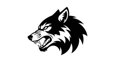 Obraz premium Aggressive Wolf Head Logo, Fierce Predator, Wild Animal Mascot