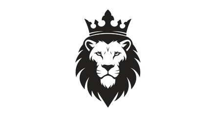 Fototapeta premium Majestic Lion Head with Crown Emblem - Royal Power Symbol