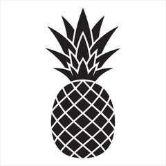 Obraz premium black pineapple silhouette with jagged leaves minimal flat vector