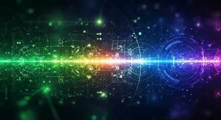 Obraz premium Abstract digital technology background with glowing data stream