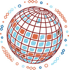 Obraz premium Geometric disco ball, vector illustration, colorful shapes, party decoration, nightclub design element