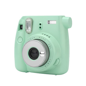 Mint green fujifilm instax mini 9 instant camera isolated on white background Png