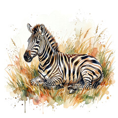 Naklejka premium Whimsical Zebras Watercolor Illustration on Soft White Background