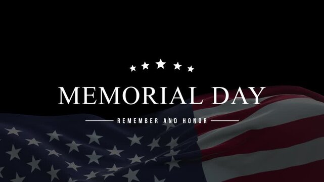 Memorial day animation. Happy memorial day. Flag USA. Honoring all who served banner for memorial day