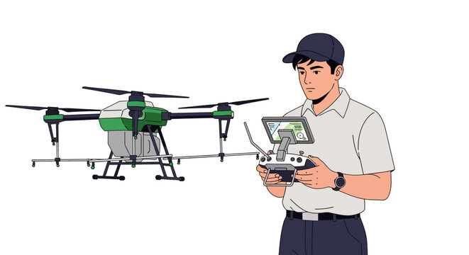 Man operating a drone controller device.
