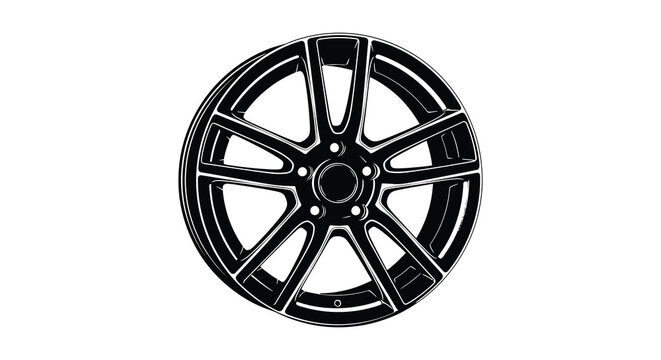 car wheel rim silhouette with intricate spoke design on white background high quality professional detailed modern elegant stylish