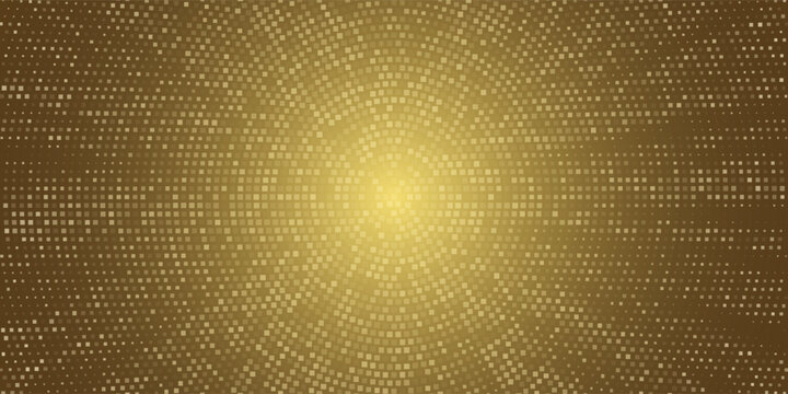 Rectangular shiny, sparkling gold sequin party background. Simple pattern for nightclub or disco. Yellow luxury wallpaper, backdrop for disco. Vector illustration