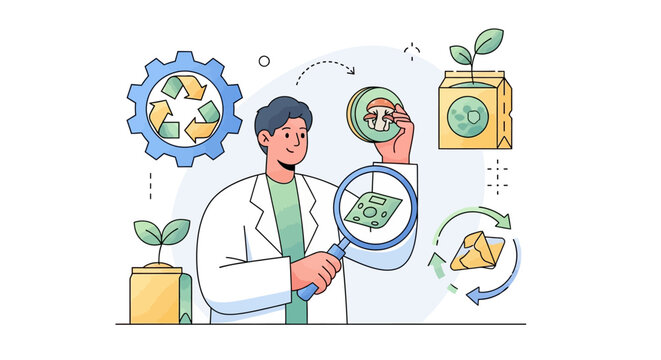 Scientist Examining Green Plant Specimen Closely.