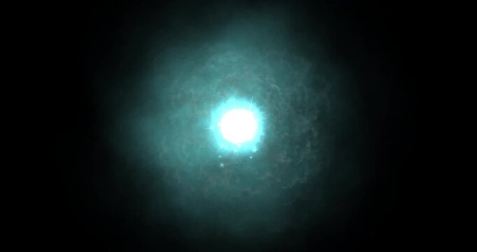 The dazzling core of the abstract star pulsates continuously, throwing powerful streams of energy into the surrounding space. The raging cloud of gas and plasma is dynamically expanding, creating the 