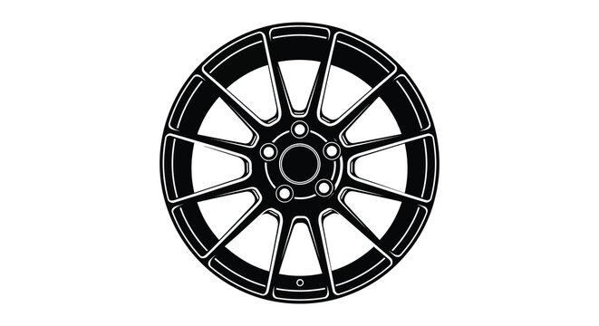 car wheel rim silhouette with intricate spoke design on white background high quality professional detailed modern elegant stylish