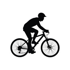 Fototapeta premium Cyclist on mountain bike silhouette against a white background