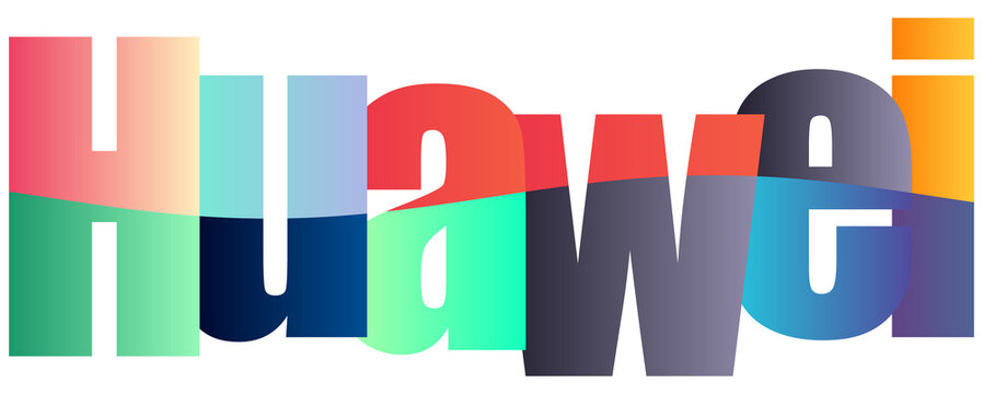 Colorful gradient text design featuring Huawei letters creatively arranged
