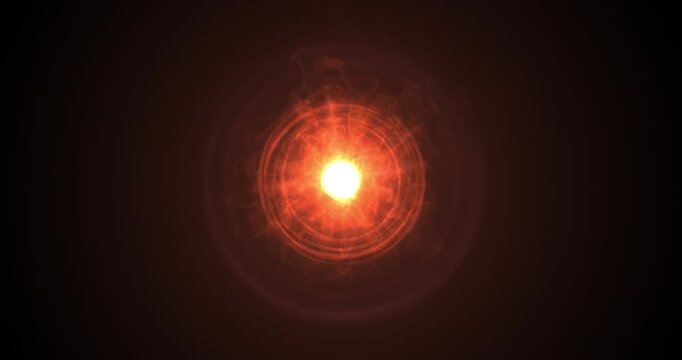 The dazzling core of the abstract star pulsates continuously, throwing powerful streams of energy into the surrounding space. The raging cloud of gas and plasma is dynamically expanding, creating the 