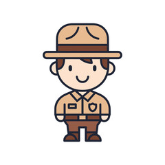 Obraz premium Cute Cartoon Park Ranger Character Icon