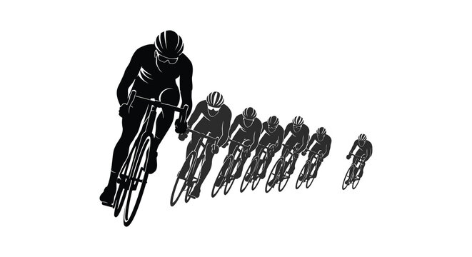 cyclists in a peloton silhouette high quality professional detailed modern elegant stylish clean crisp vibrant colorful digital creative