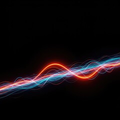 Fototapeta premium Abstract visualization of continuous repetitive wave cycles and energy flow, rendered digitally as glowing patterns across a dark background, geometry, wave, abstract