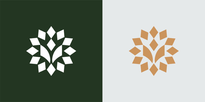 Abstract floral logo design with geometric elements.