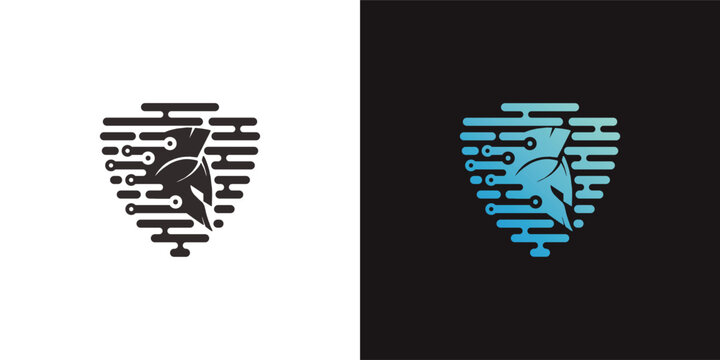 Digital Shield with Lightning Bolt Icon.